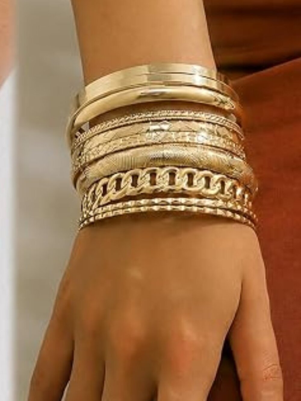IF ME 18K Gold Plated Indian Bangle Bracelet Set Stackable Boho